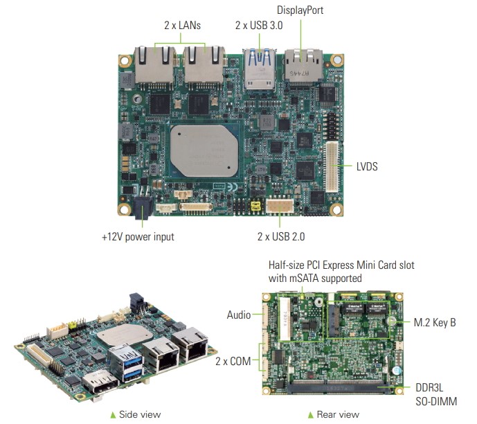 PICO319 – защищенная плата форм-фактора Pico-ITX с процессором Intel® Atom® x5-E3940